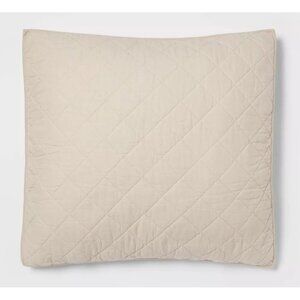Threshold Light Khaki Quilted Diamond Stitch Linen Blend Euro 26" Sham NWOT